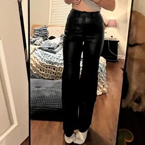 Black leather jeans